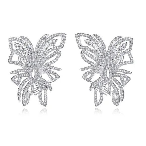 🎁 Swarovski Crystals Lever Back Butterfly Earrings The Zastsy - Picture 1 of 5